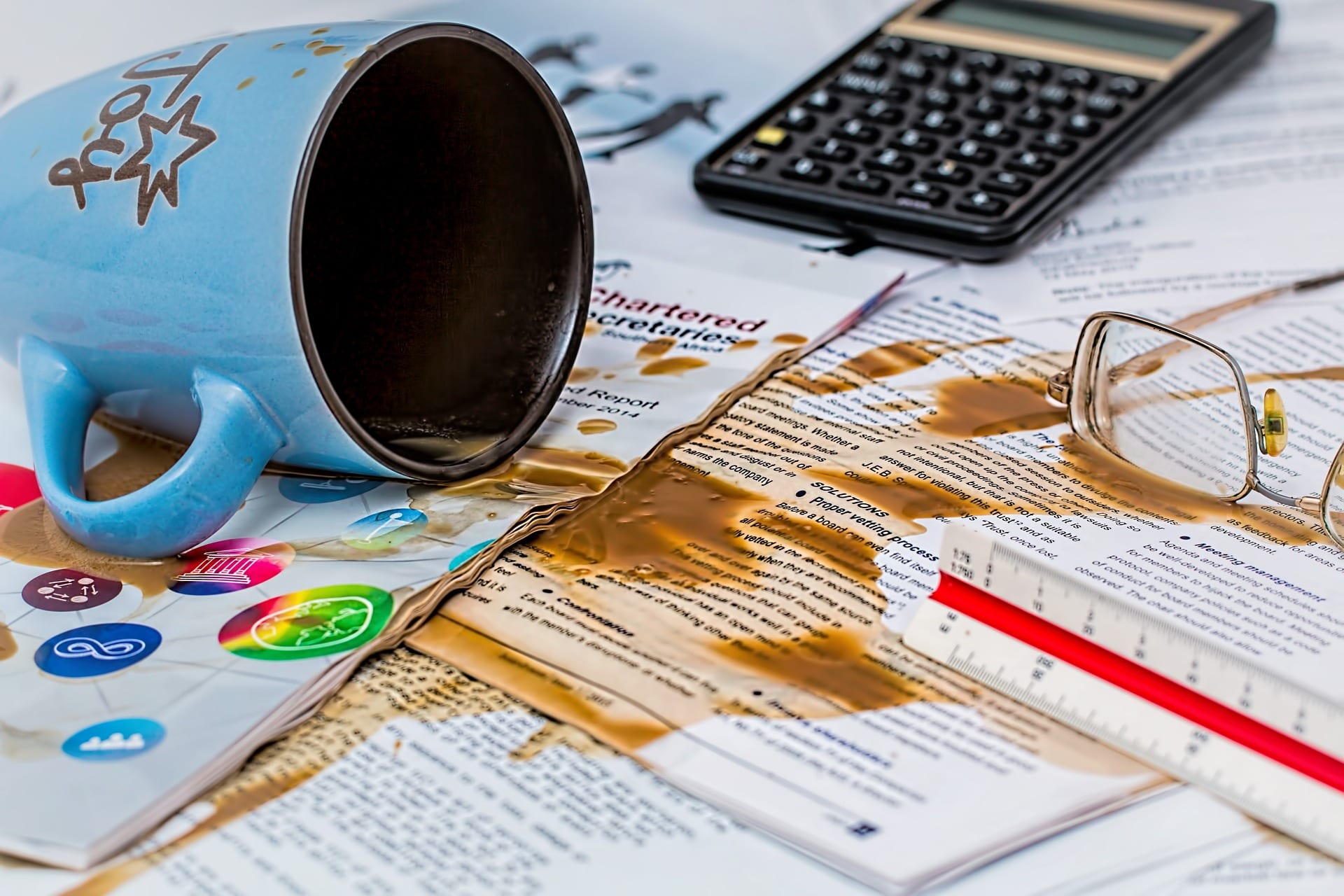 Coffee Spill on Documents