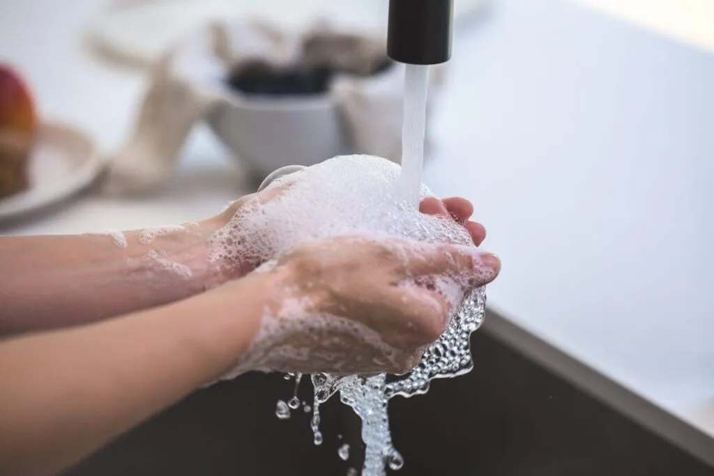 Man washing hands