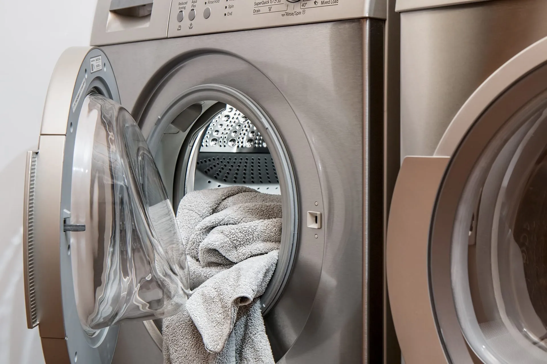 Towel inside washing machine