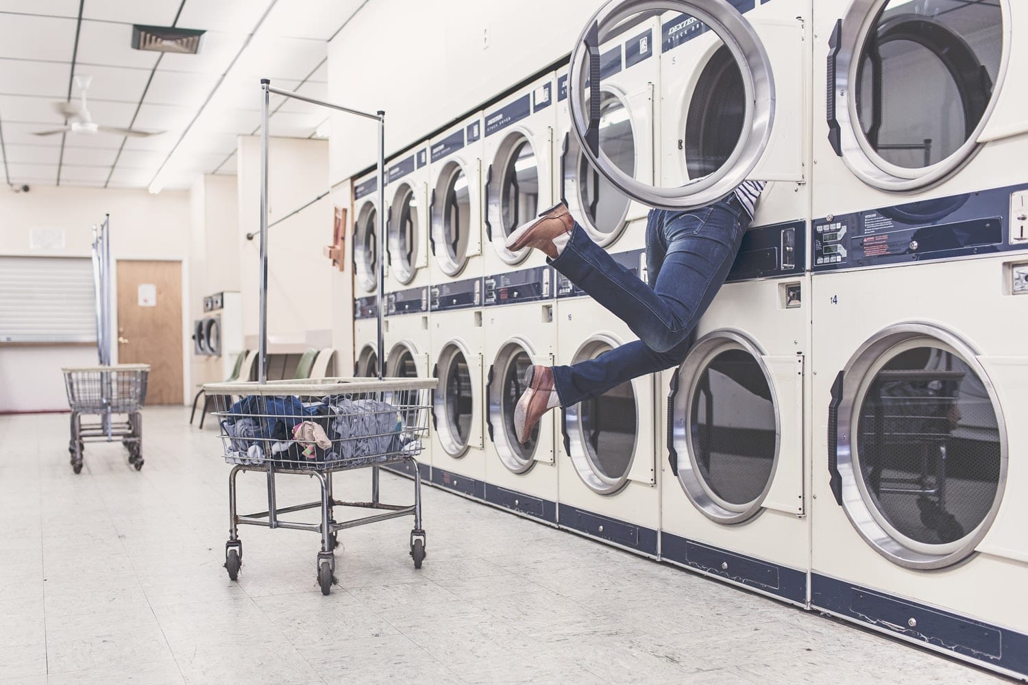 Person inside washing machine