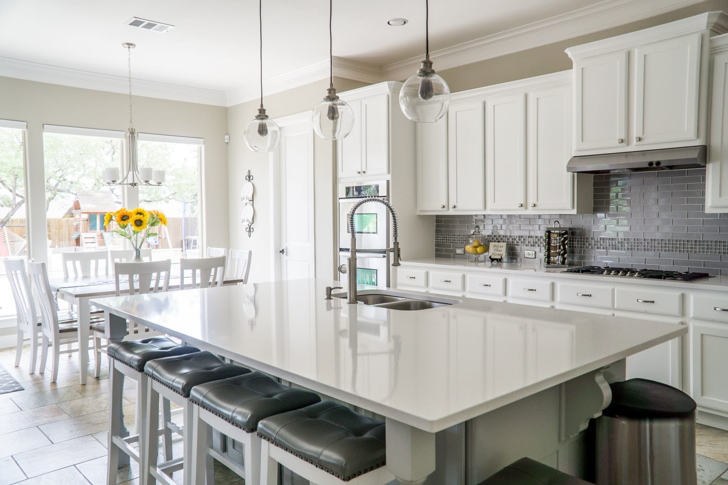 Clean cupboards in kitchen