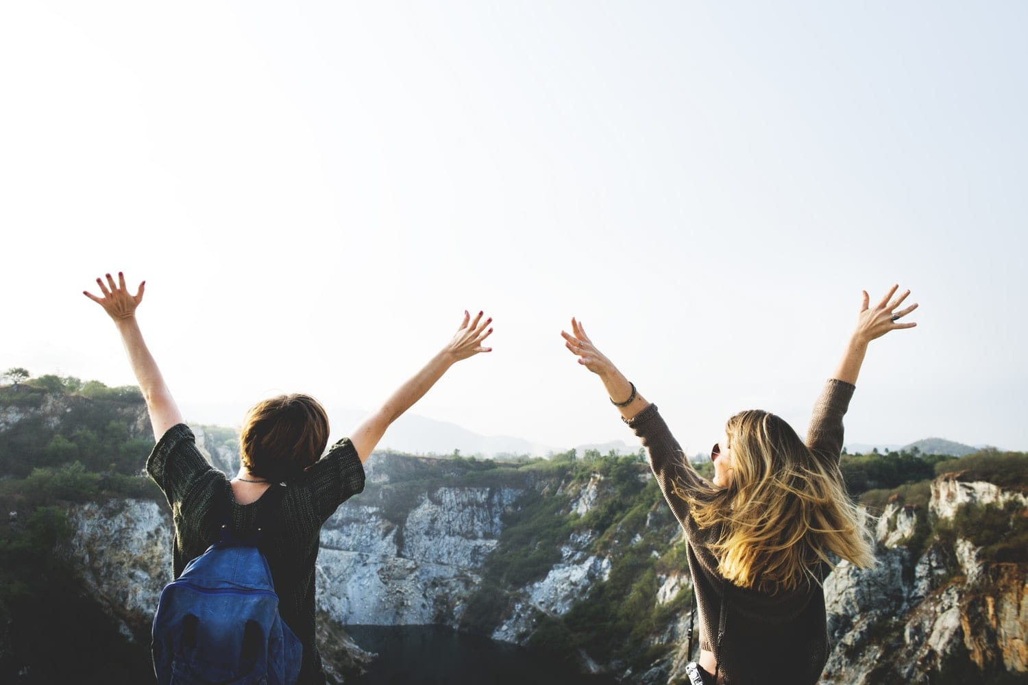 Happy people on hill